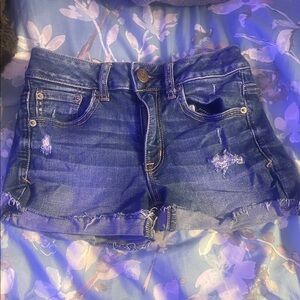 American Eagle Blue Distressed Jean Shorts